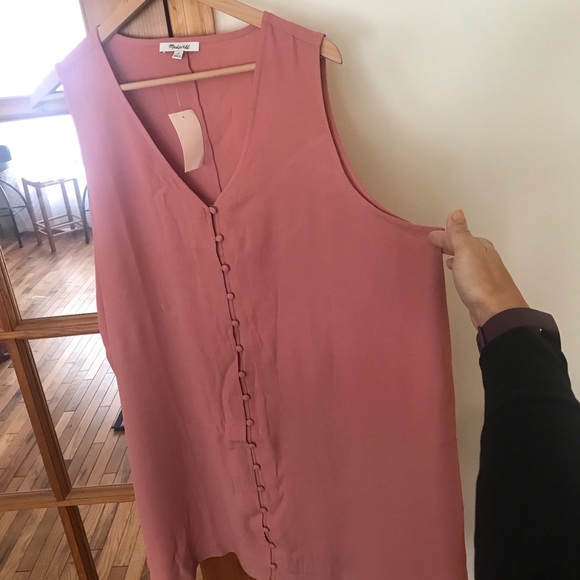 New! Madewell V-Neck Button Front Sleeveless Dress. Size 3X. Rose dust color - Picture 3 of 7